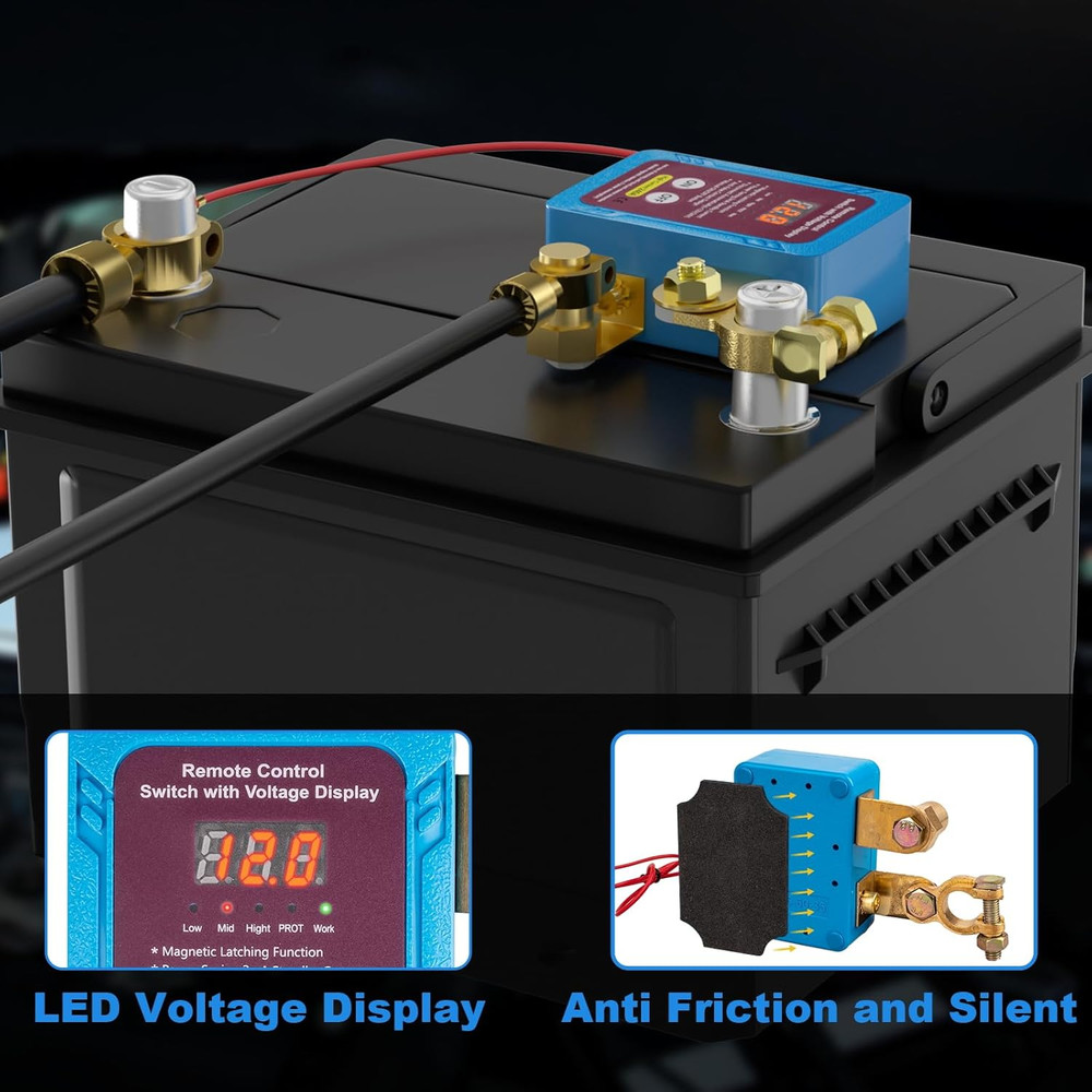 Remote Battery Disconnect Switch 12V/24V 240A Kill Switch LED Voltmeter Display