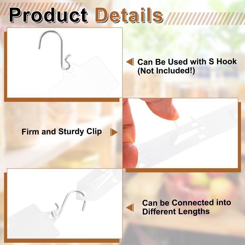 12Pcs Hanging Merchandise Strips, 24.8" Display Rack Stand, Clear
