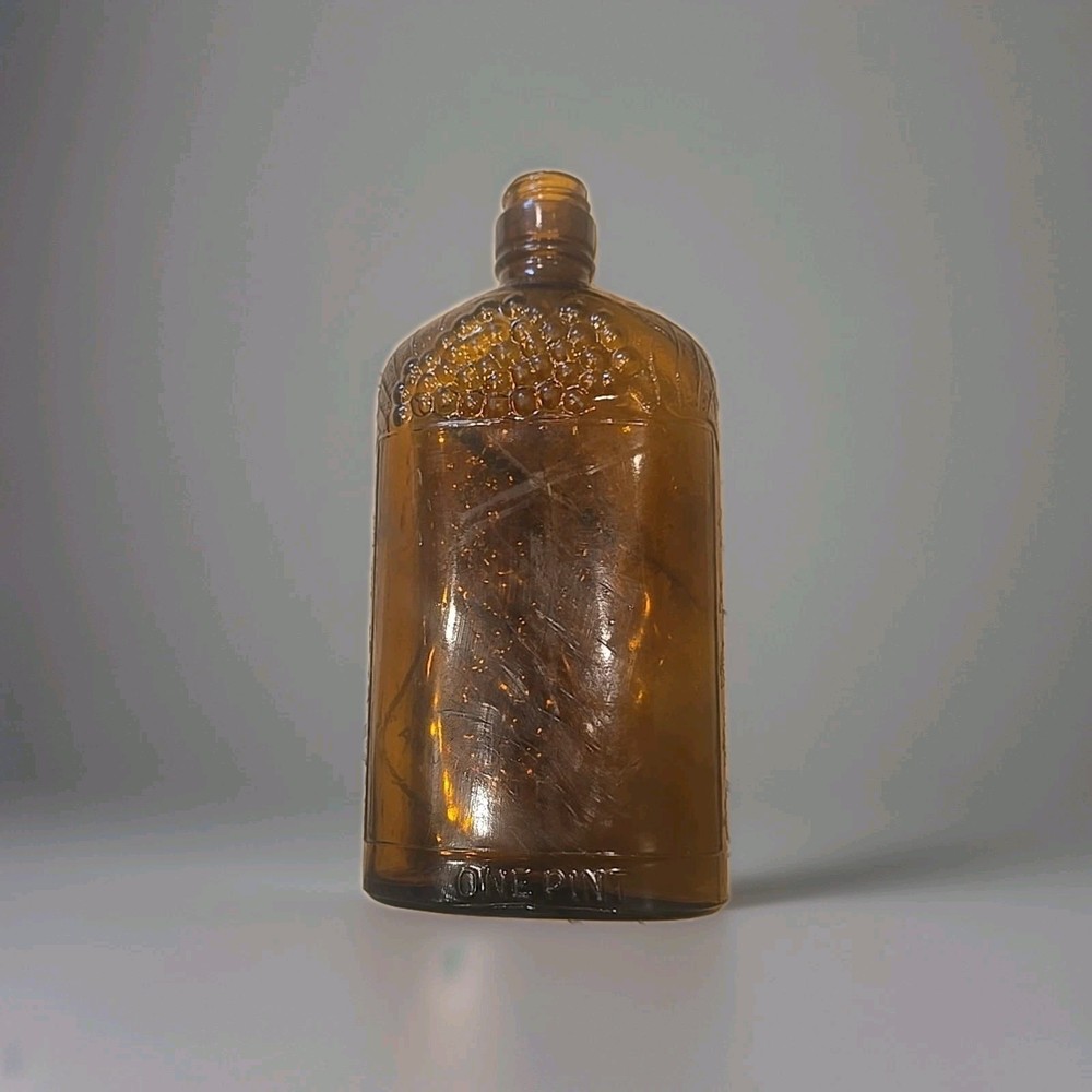 1900s Amber Glass One Pint Wine Oval