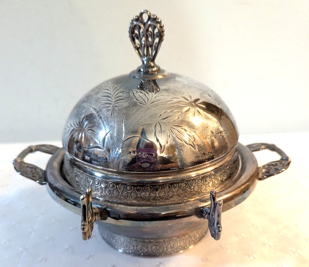 "Pairpoint Mfg" Domed Covered Butter Dish #513-Antique Quadruple Silver Plate