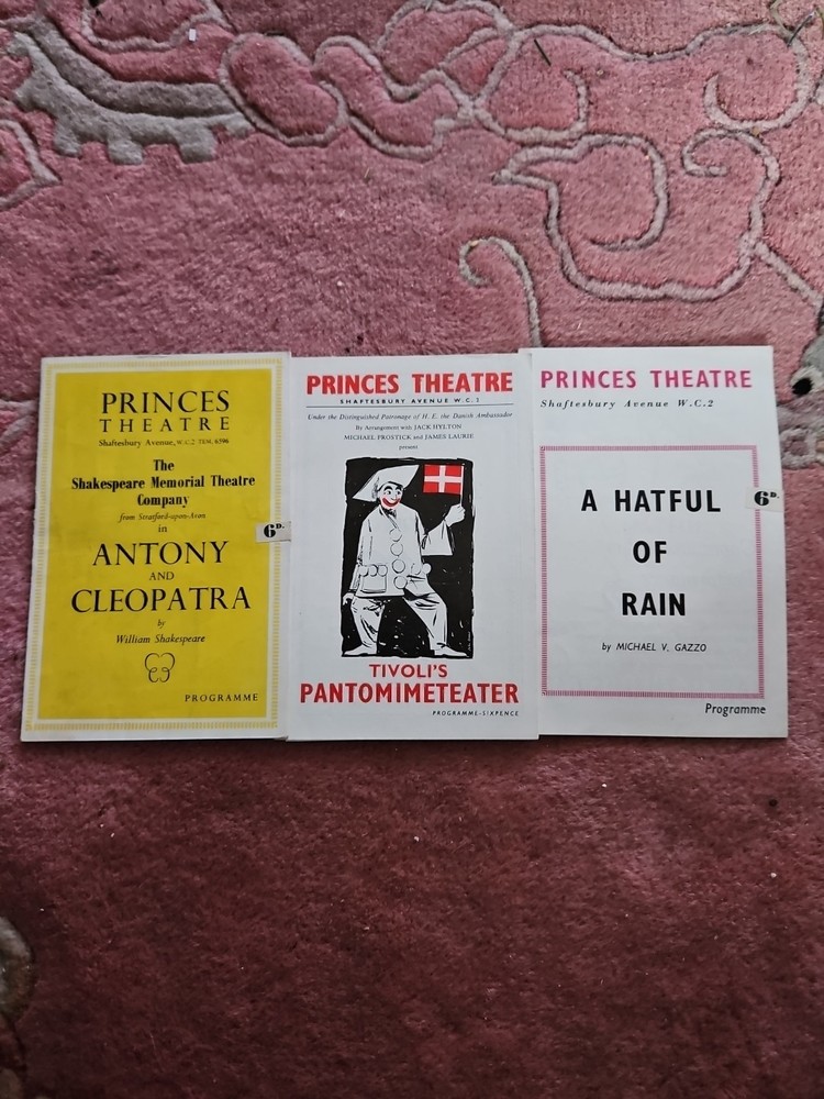 3 Vintage Princes Theatre Programmes