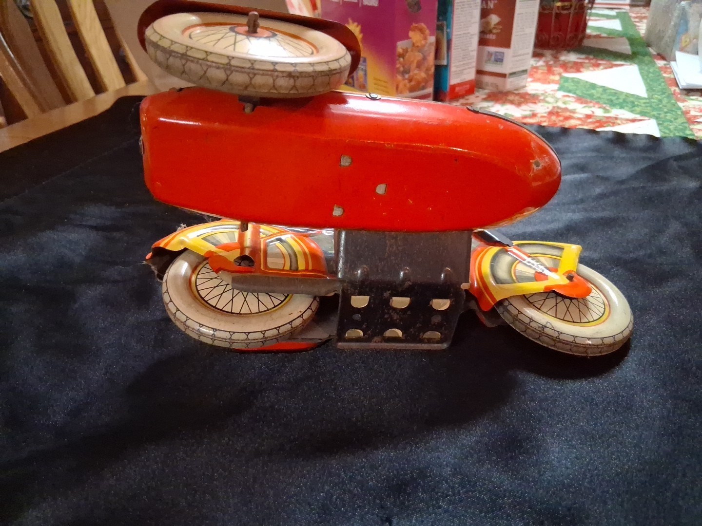 Rare 1960's Soviet Wind-Up Tin Motorcycle W/ Side Car, All Original Kiev Biker