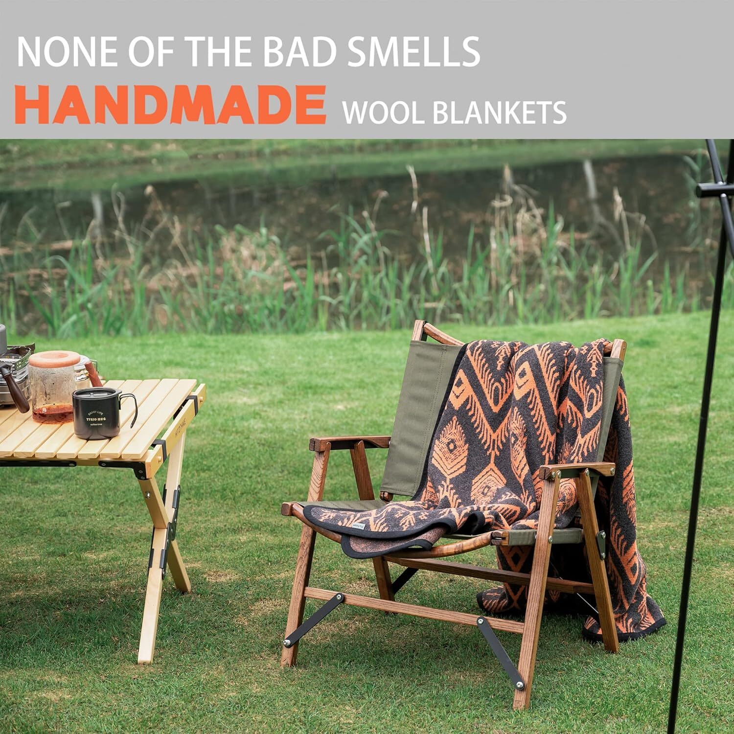 Merino Wool Blanket - 4 lbs Warm, Thick, Washable, Large 87" x63" Throw Outdoors