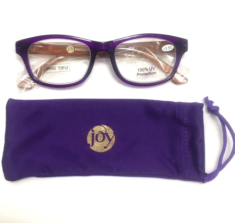 Joy Mangano Purple Reader Glasses Spring Temple Lens +3.50 - 9C