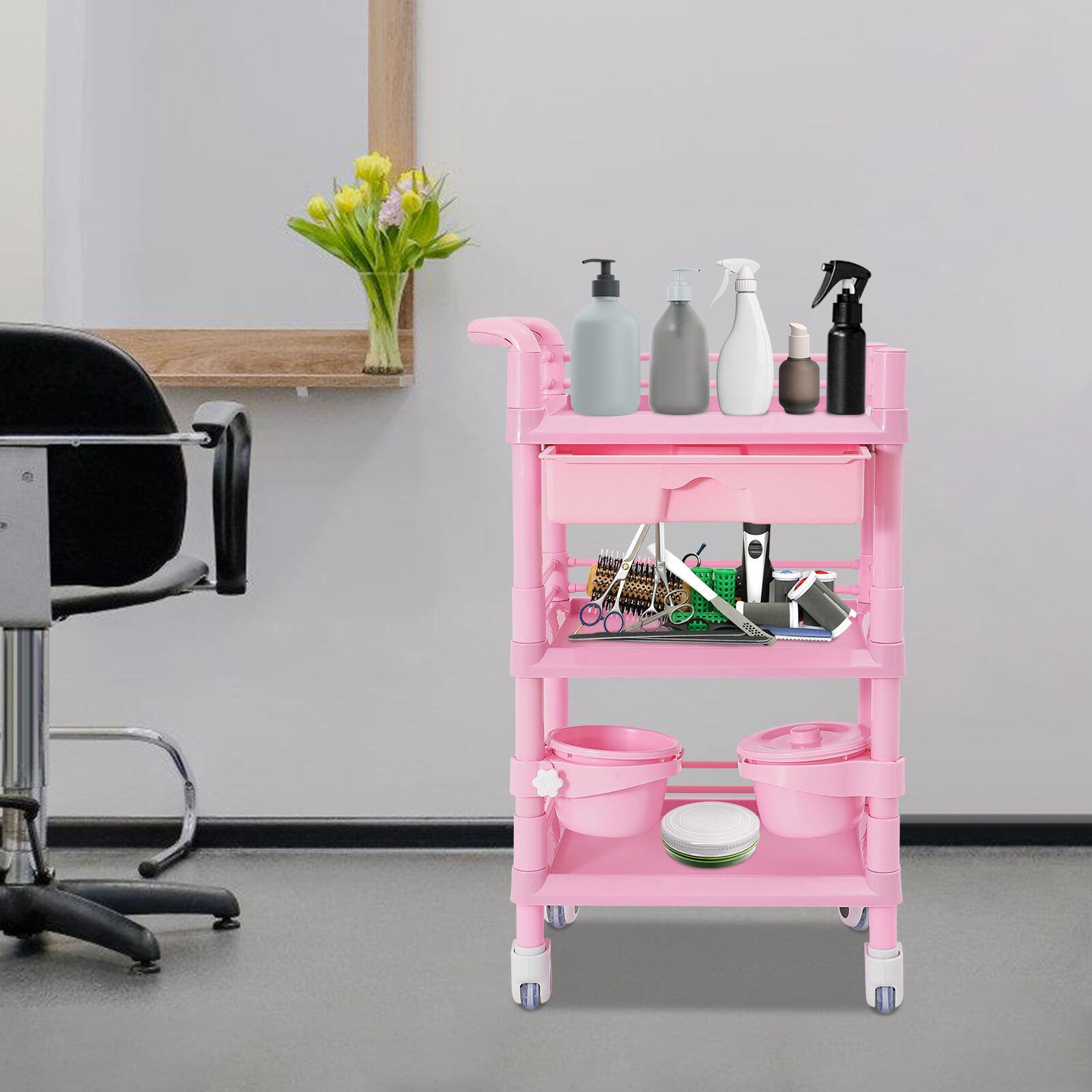 80kg/176.37lbs Movable Salon Storage Cart Beauty Organizer Mobile Storage Cart