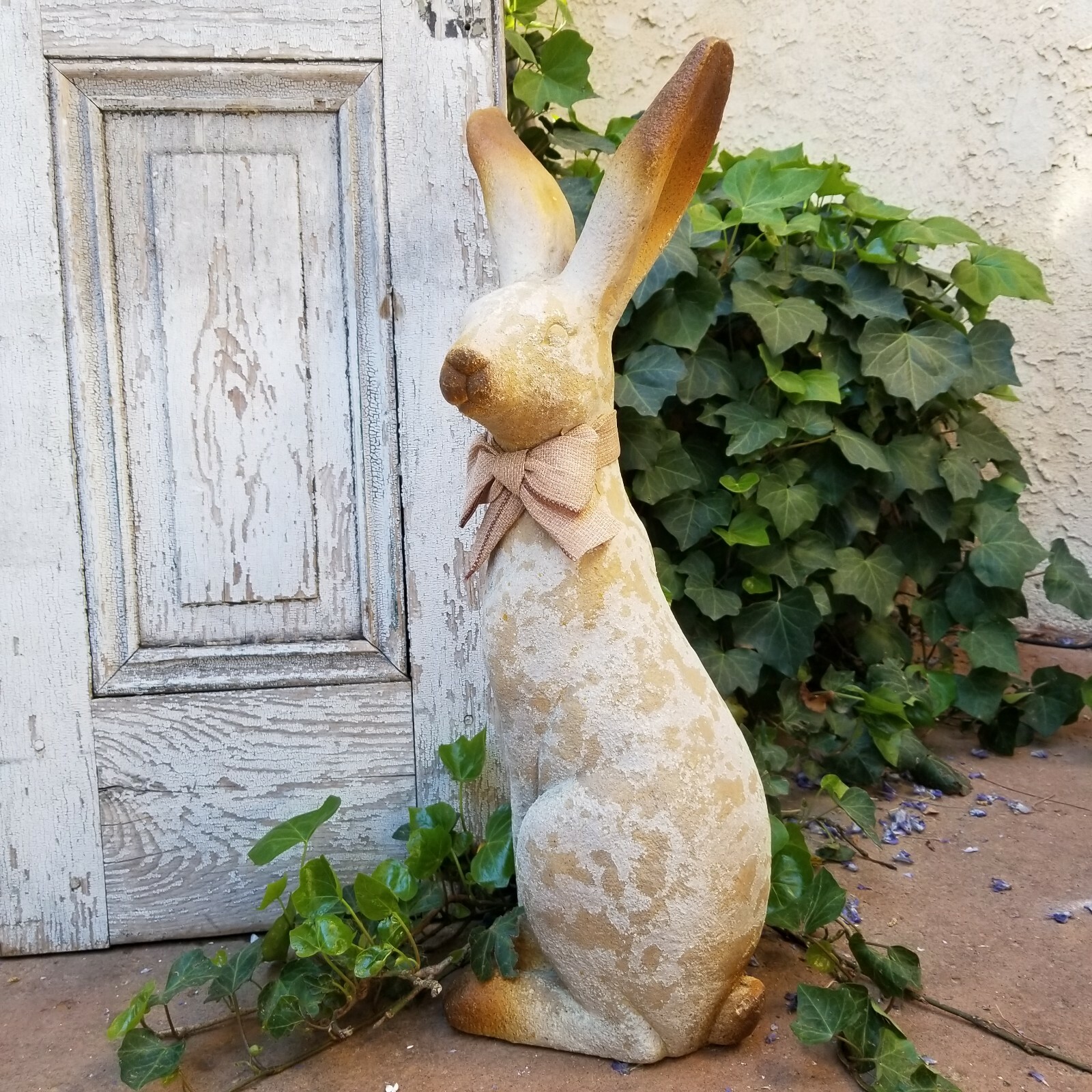 Rustic Resin Tall Garden Bunny Rabbit Figurine Statue 24"