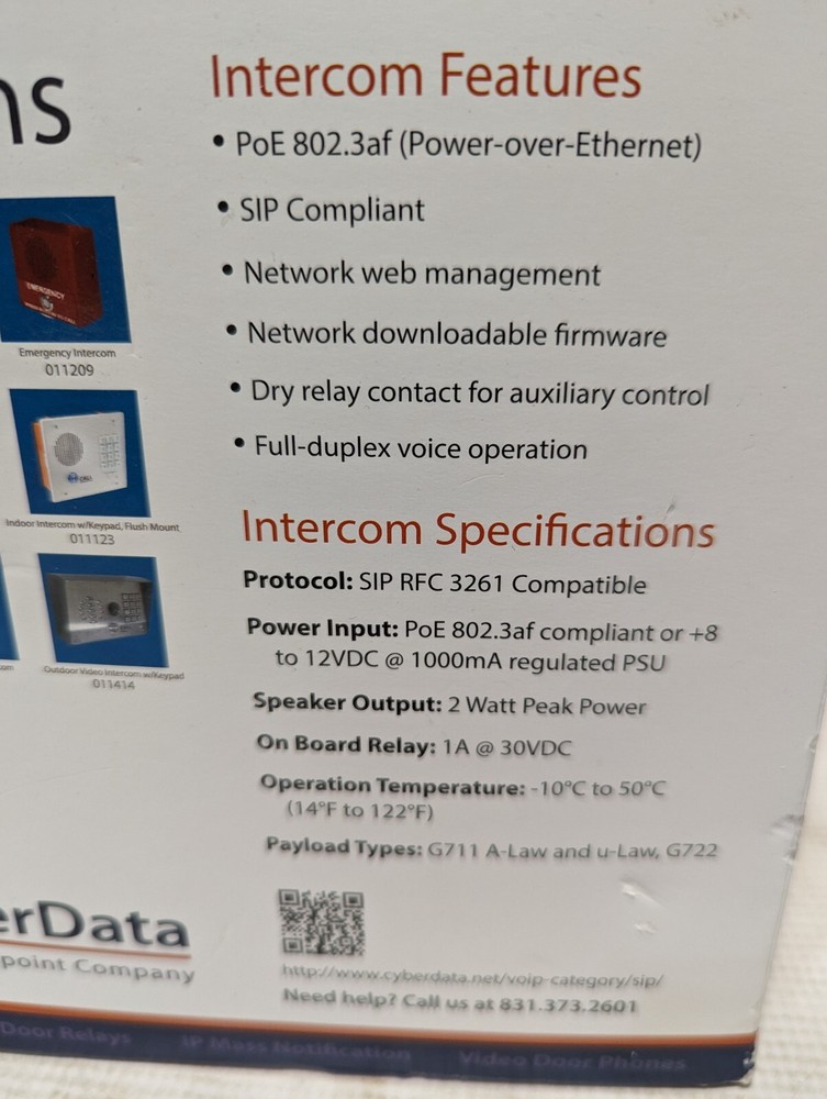 CyberData 011211H SIP Indoor Intercom Surface Mount