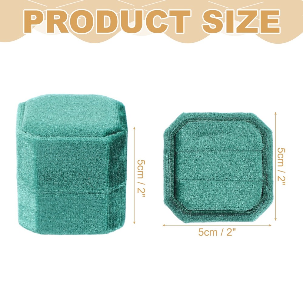 Velvet Ring Box, 2-Slot Square Ring Display Box, Bright Green