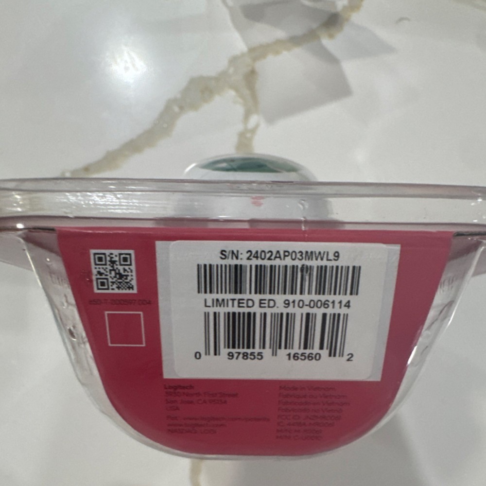 Logitech Design Collection Wireless Optical Mouse Pink Green White Scroll Wheel