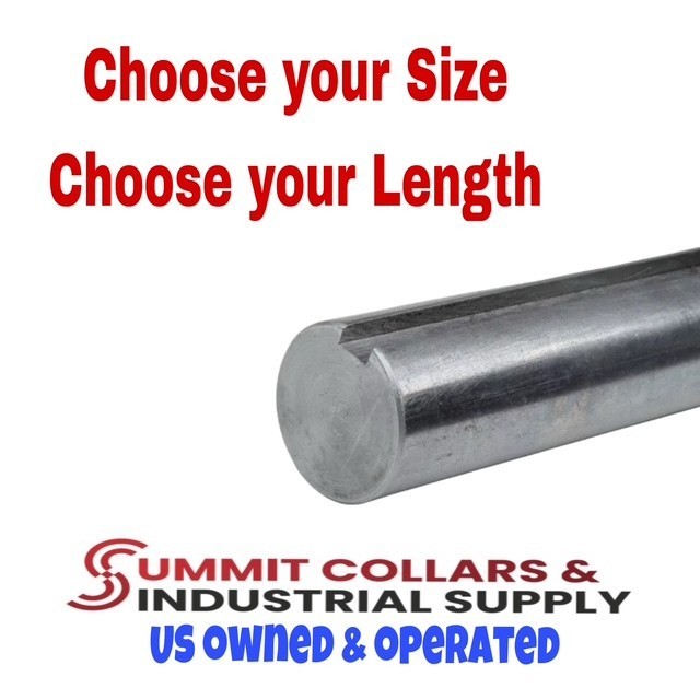 Round Keyed Shaft 1/2",5/8", 3/4", 7/8", 1" Precision Cut C1018 Cold Drawn Steel