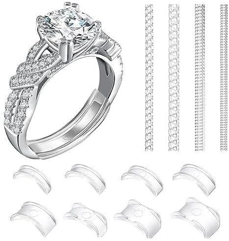 12 Pack Ring Sizers Invisible Sizer Adjuster for Loose Rings Transparent