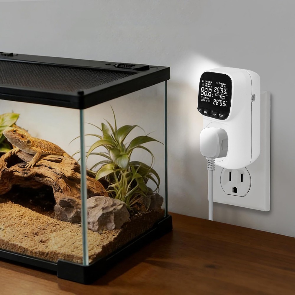 Digital Thermostat Outlet Plug Temperature Controller Heating Cooling w/ ProbejG