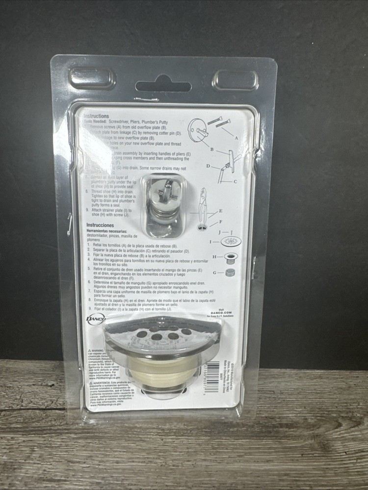 Danco 80977 Trip Lever Overflow Plate & Stopper Assembly in Chrome
