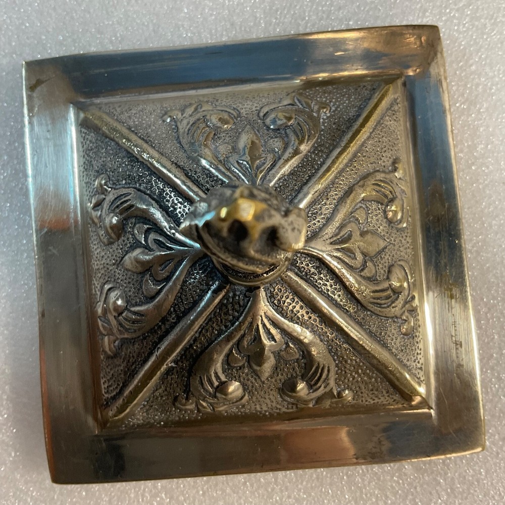 India Silver Plated Red Felt Lined 7.5" Tall Decorative Lined Trinket Box