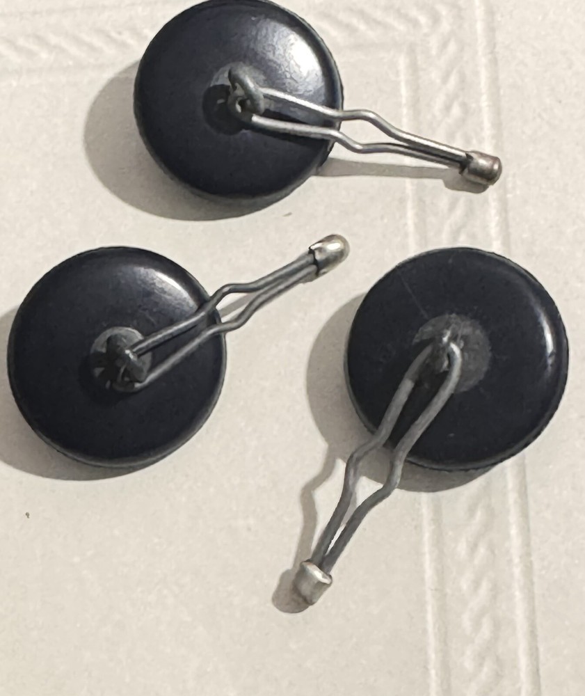 (3) VTG Military Buttons Embossed Eagle Crest .75” Navy Black Toggle Back Loop