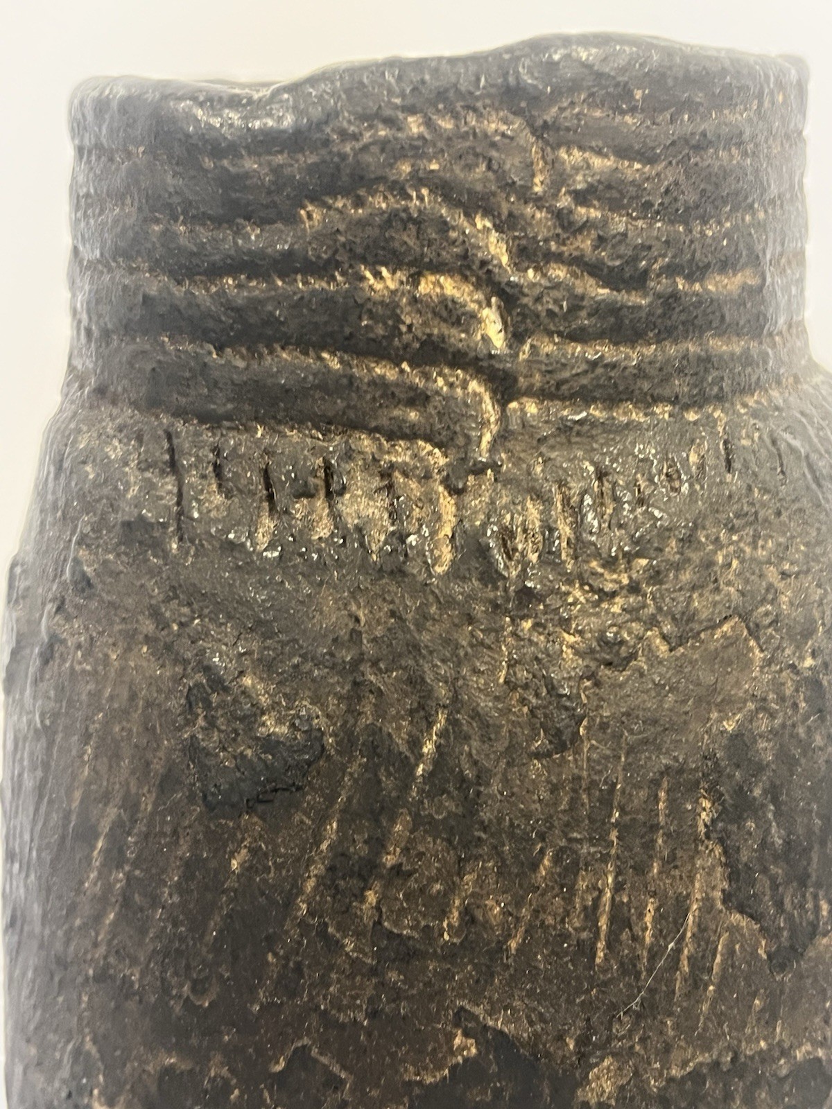 Antique Native American Indian Hand Made Clay Pottery Jug; with Stand