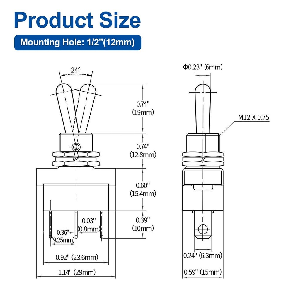 Waterproof toggle switch automotive marine use
