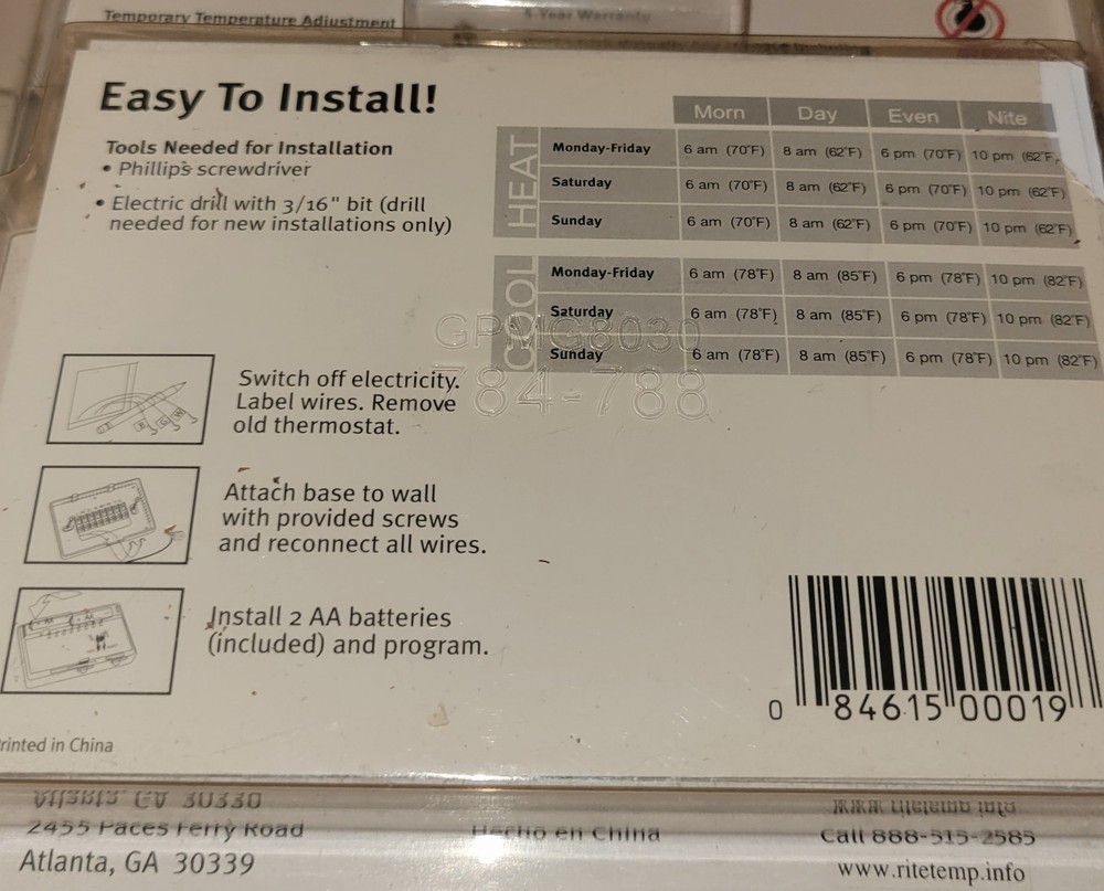 New RiteTemp Thermostat 7 Day Programmable Touch Screen Pixelation Issue READ