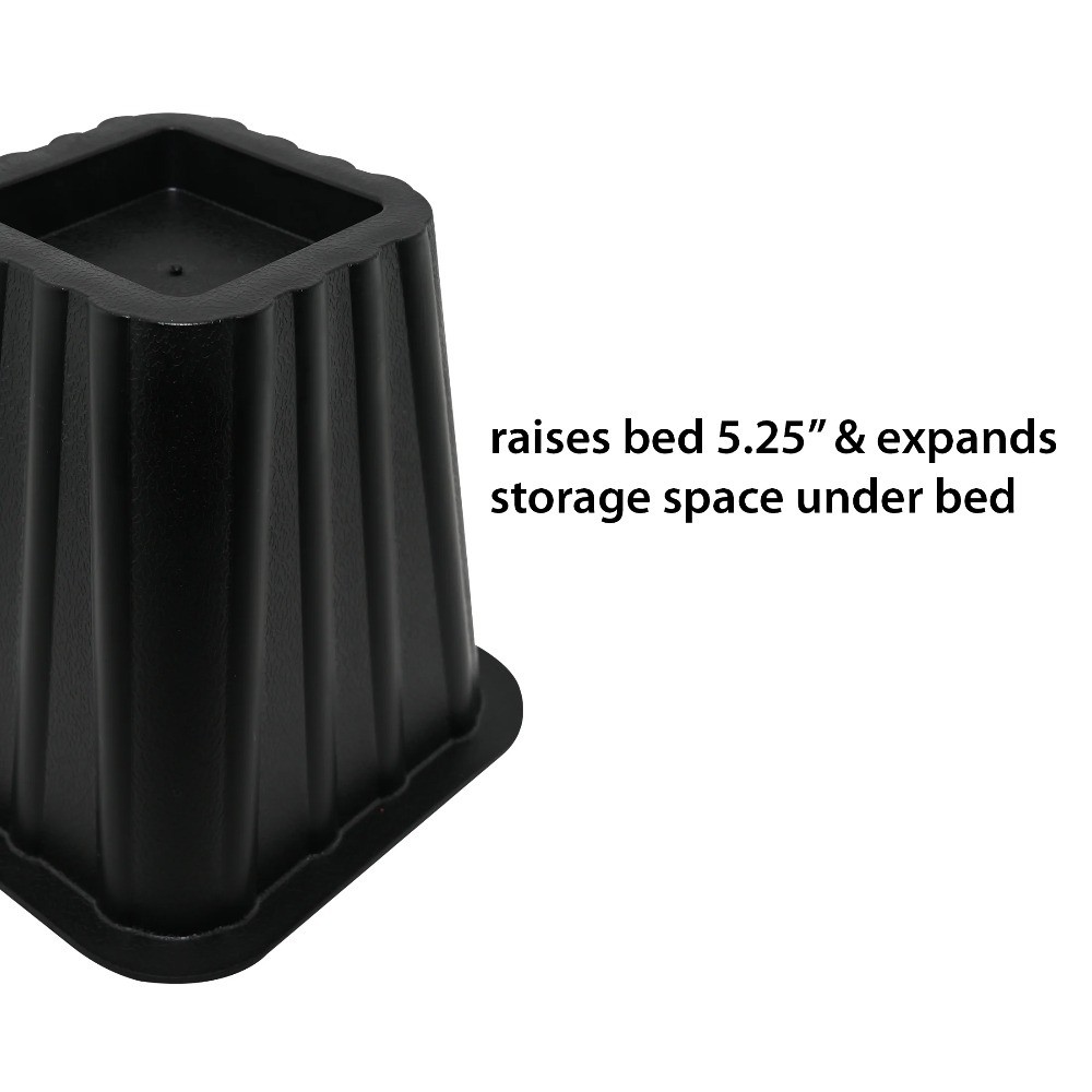 Bed Risers to Create Underbed Storage Space, 4 Pack, 6.5" x 6.5" x 6" Black