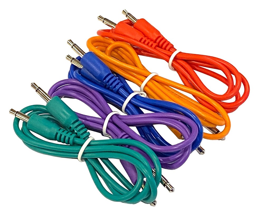 5-Color Pack 3.5mm TS Modular Synth Patch Cables for Synthesizers