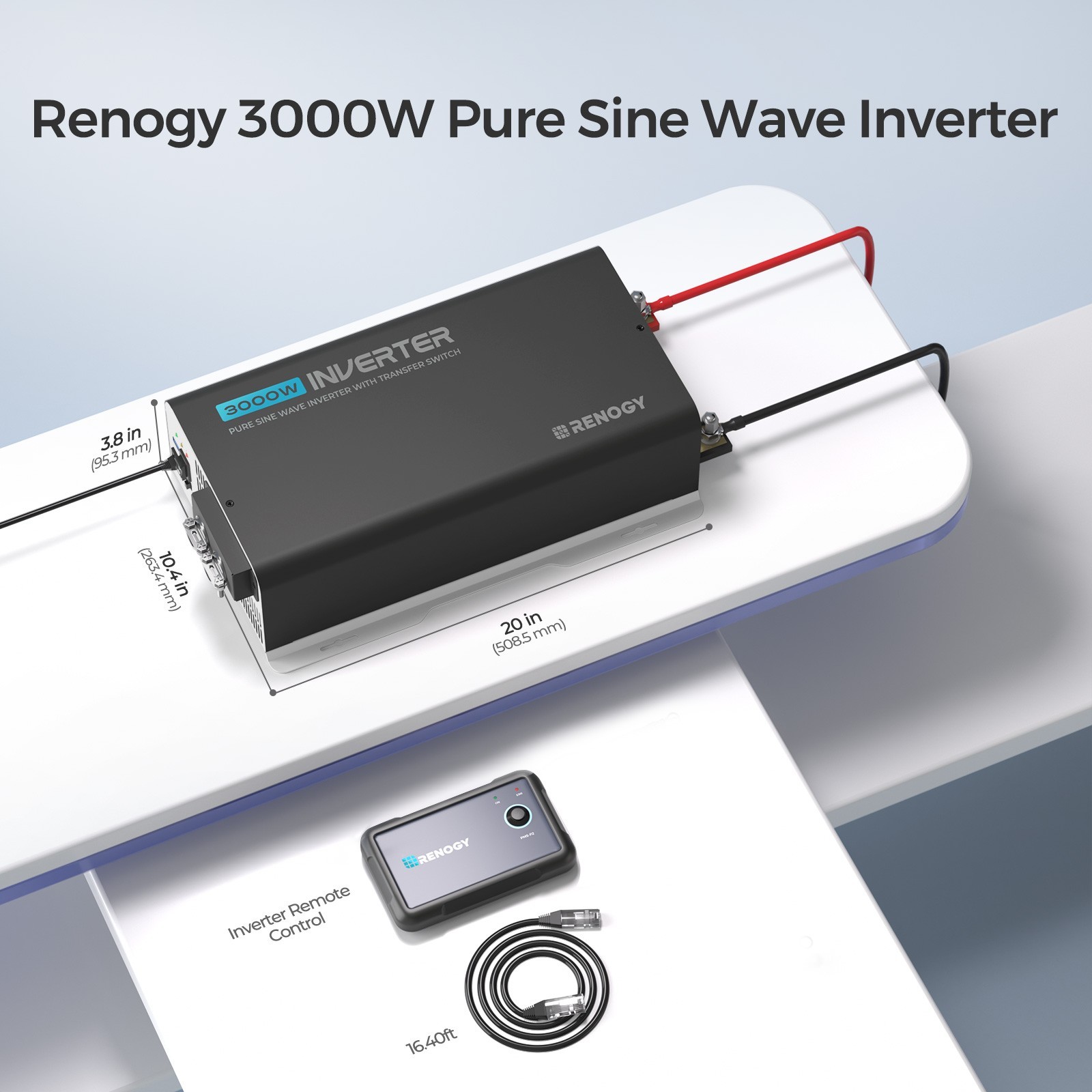 Renogy PUH 12V 3000W 2000W 1000W Pure Sine Wave Inverter W/ UPS Transfer Switch