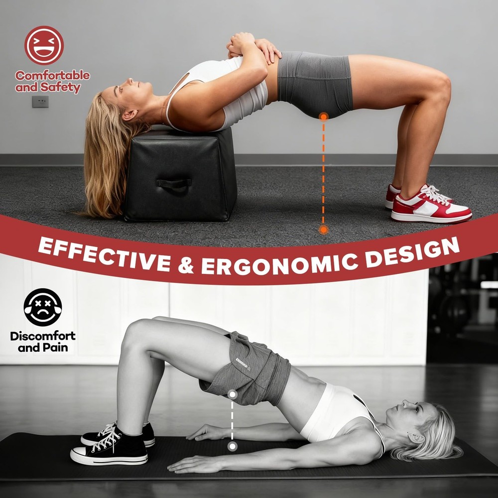 Hip Thrust Bench, Multi-Functional Hip Thrust Box for Home Gym, Non-Slip Black