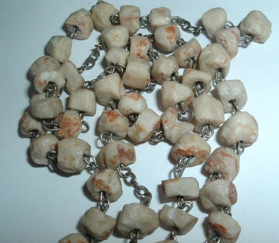 Vintage Italian Marble Silver Fatima Relic Rosary Beads