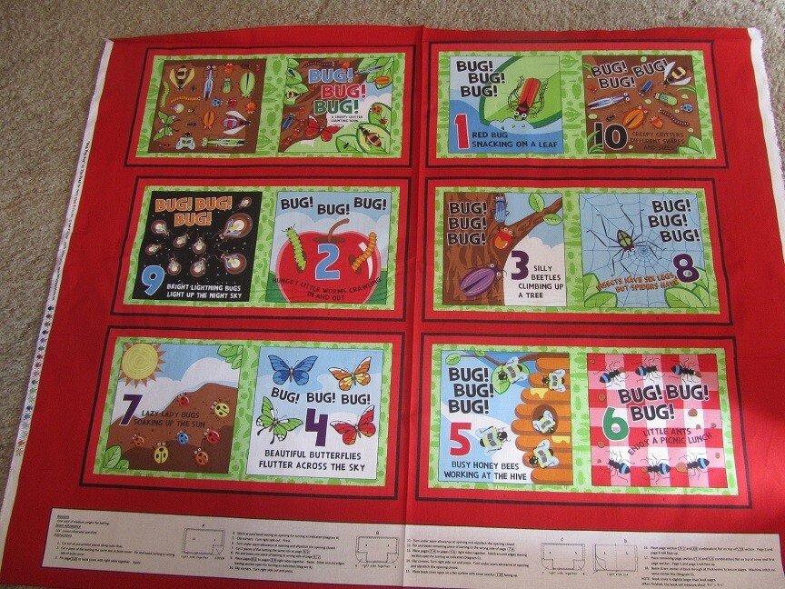Bug Bug Bug Counting Cotton Fabric Book Panel