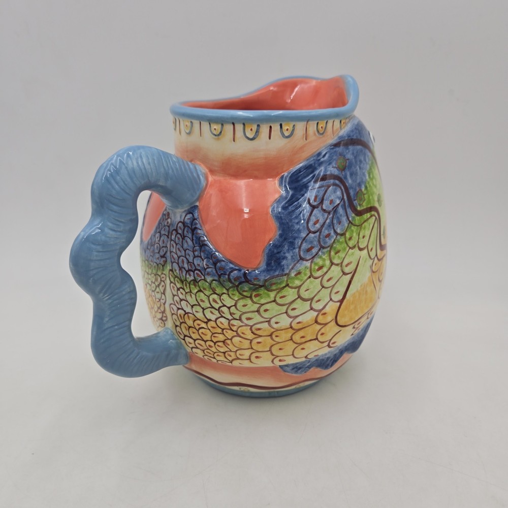 Multi Colored Fish Ceramic Pitcher by Bella Casa ( Ganz ) | Double Sided