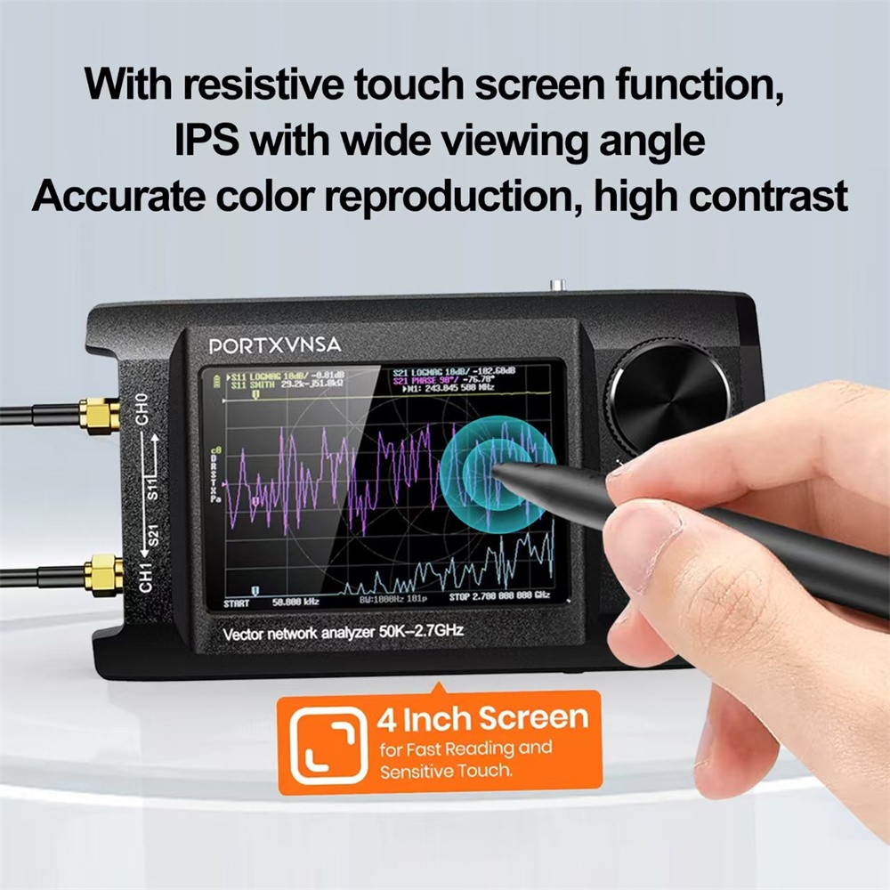 NanoVNA-H4 Plus Vector Network Analyzer 50KHz-2.7GHz HF VHF UHF 4"Touch Screen