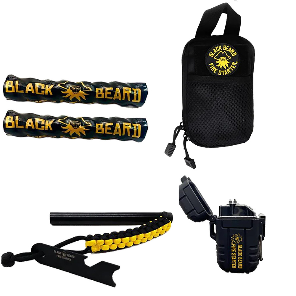 Black Beard Fire Starters SKB Ultimate Fire Kit Black Includes Ferro Rod/Plasma
