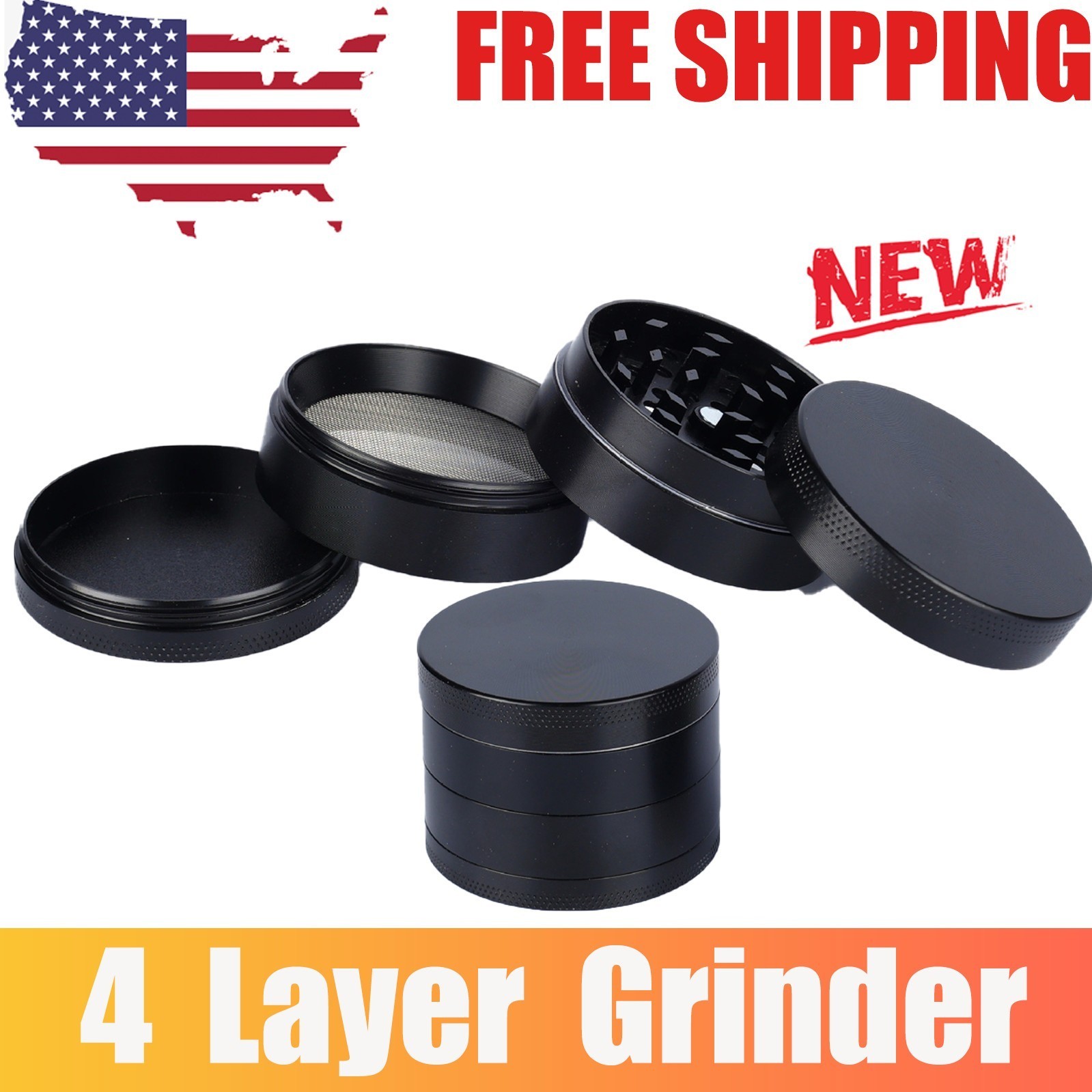 3 inches LARGE Portable Zinc Alloy Grinder Herb & Spice Tobacco Grinder 4 Layer