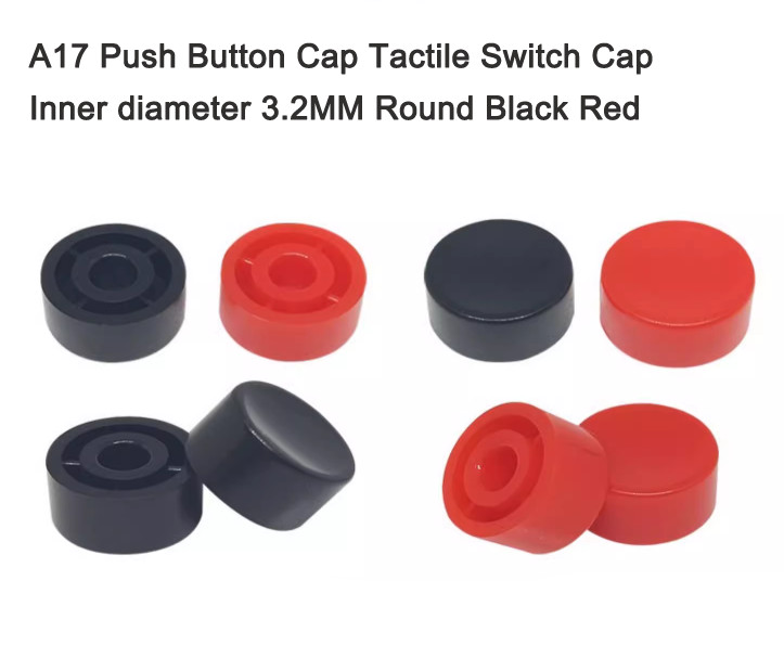 A17 Push Button Cap Tactile Switch Cap Inner diameter 3.2MM Round Black Red