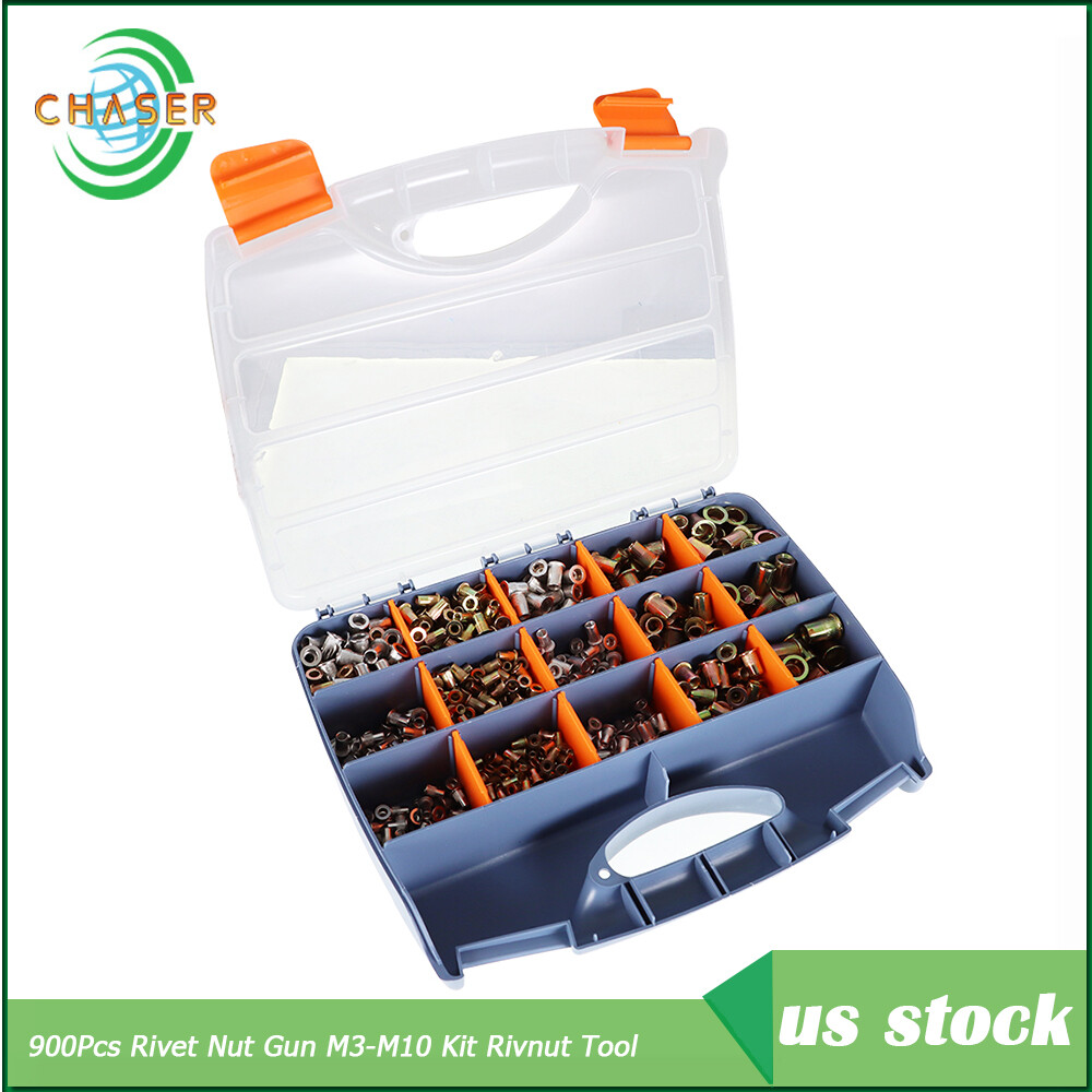 Rivnut Tool Nut Setter 900Pcs Rivet Nut Gun M3-M10 Kit Thread Setting Nutsert