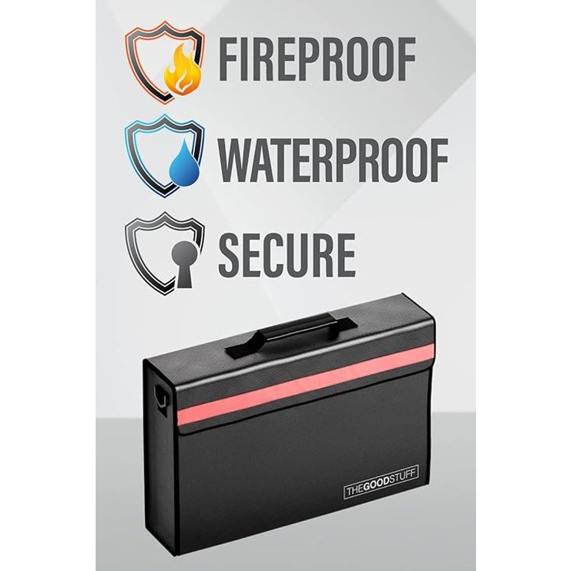 The Good Stuff Fireproof Black File/Box Documents Valuables 2000℉