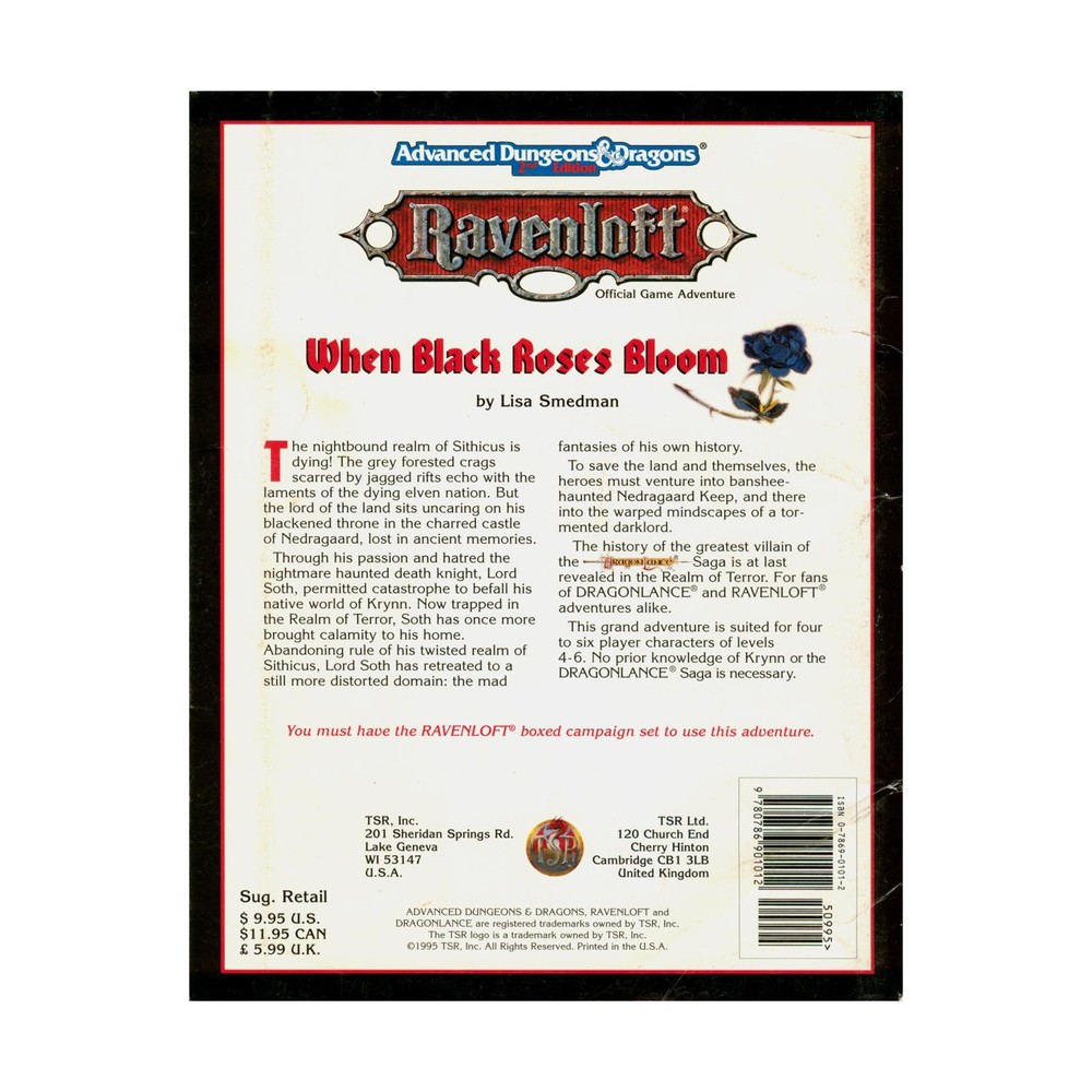 TSR Ravenloft When Black Roses Bloom VG