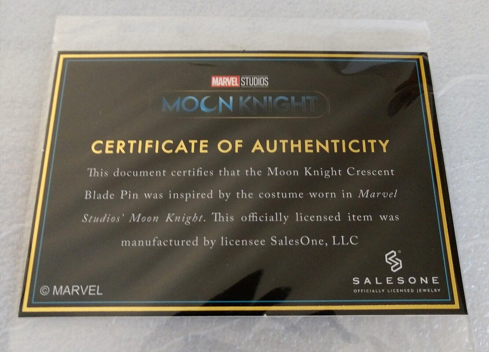 Marvel Studios Moon Knight Crescent Moon Blade Pin Prop New Box LE