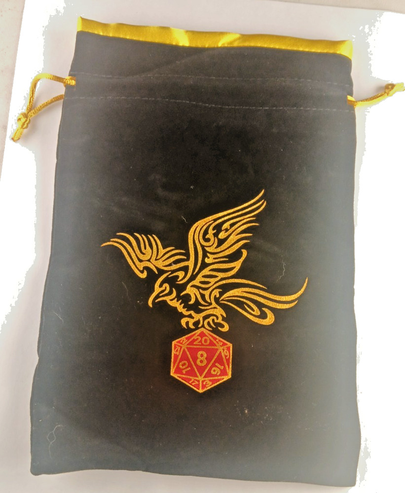 Dice Bag DND with Eagle & Dice logo Drawstring Pouch 6 X 9 #44