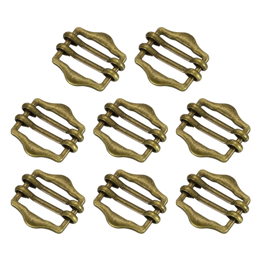 8Pcs Metal Slide Buckles, 15mm Webbing Strap Roller Pin Adjuster, Bronze