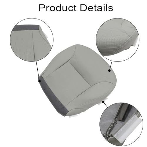 Driver Side Bottom Replacement Perforated Leather Replacement Seat Cover Gray