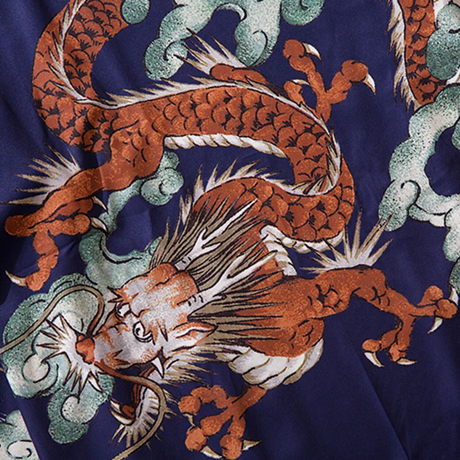 Niepce Men's Flying Dragon in The Clouds Graphic Japanese Kimono Cardigan