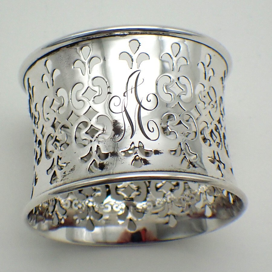 Openwork Napkin Ring Gorham Sterling Silver Mono AM