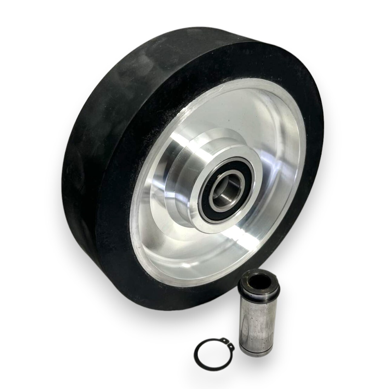 8" Smooth Black Rubber Contact Wheel Dynamic Balance For Belt Grinder