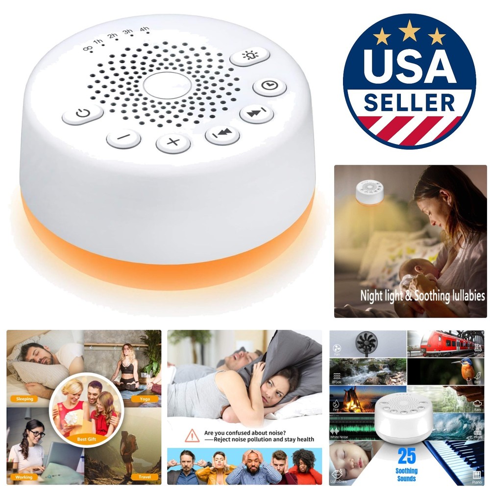 Versatile Sleep Aid: White Noise Machine with Night Light & Adjustable Volume