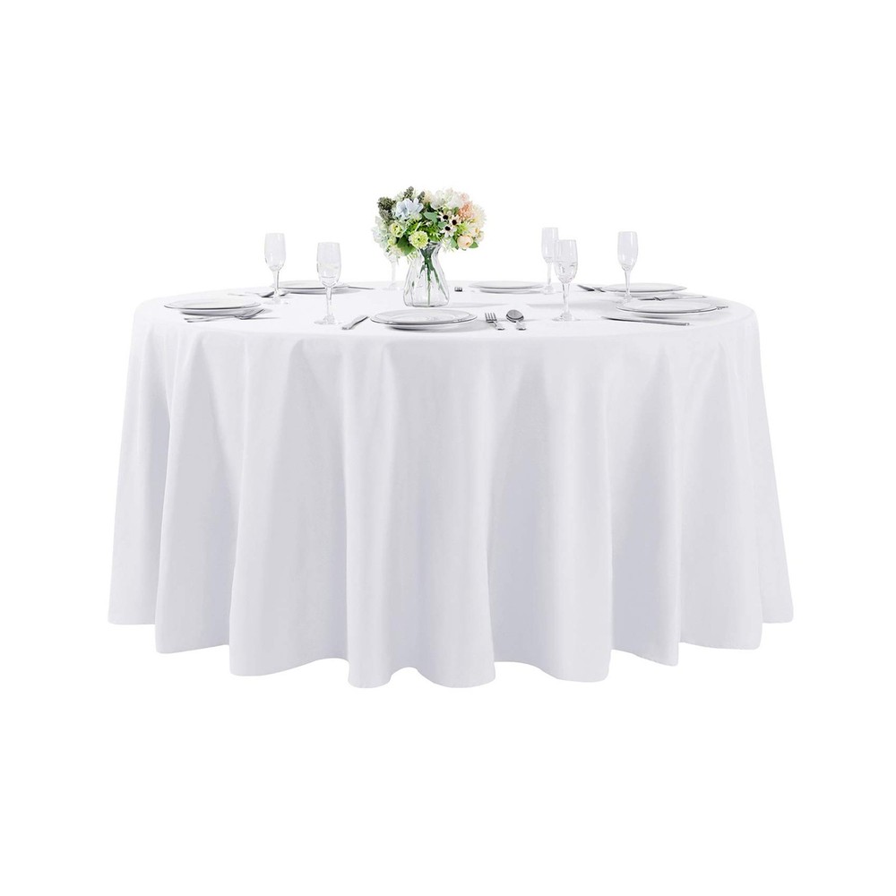 120 inch Round Tablecloth Washable Polyester Table Cloth Decorative Table Cov...