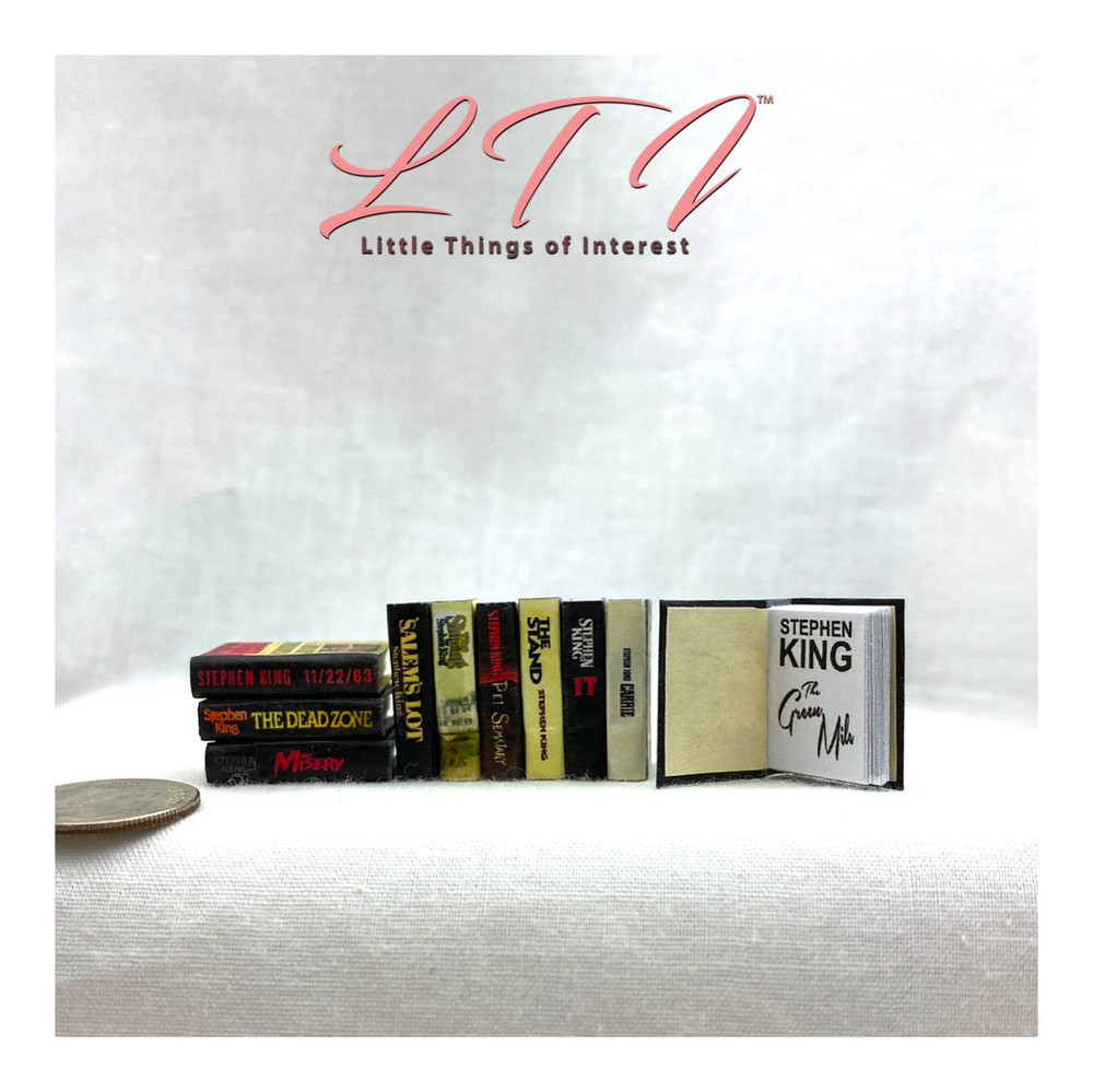 Kit STEPHEN KING BOOK SET 10 Pc Kit Instruction Tutorial Miniature 1:12 Scale