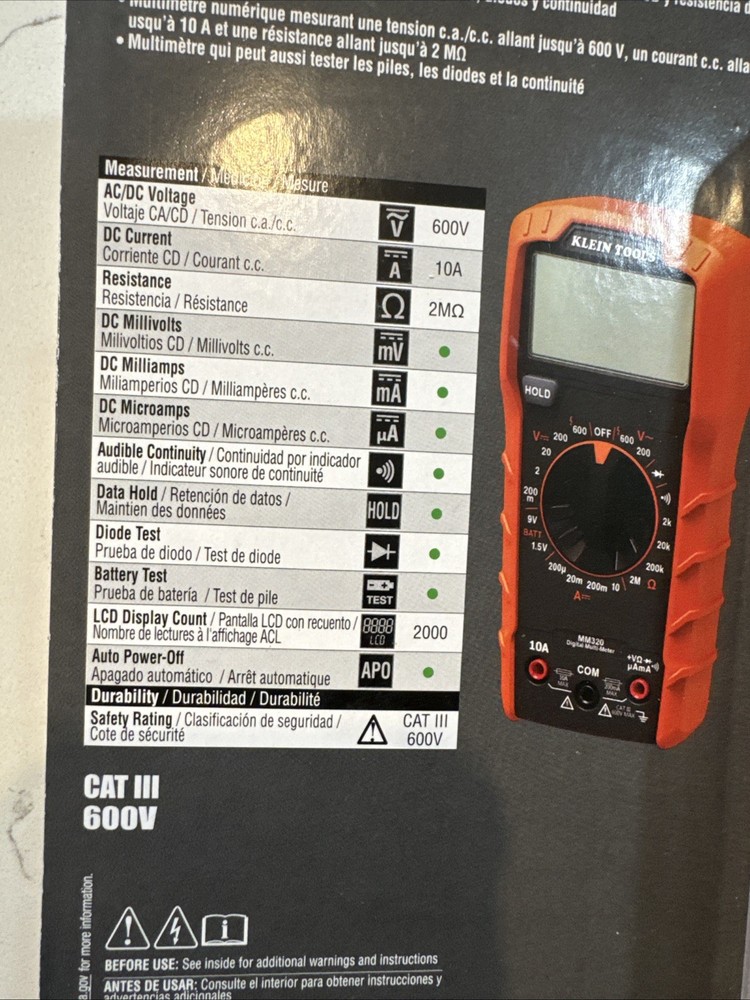 Klein Tools MM320 Electrical Test Kit, Multimeter NCVT-3P - New