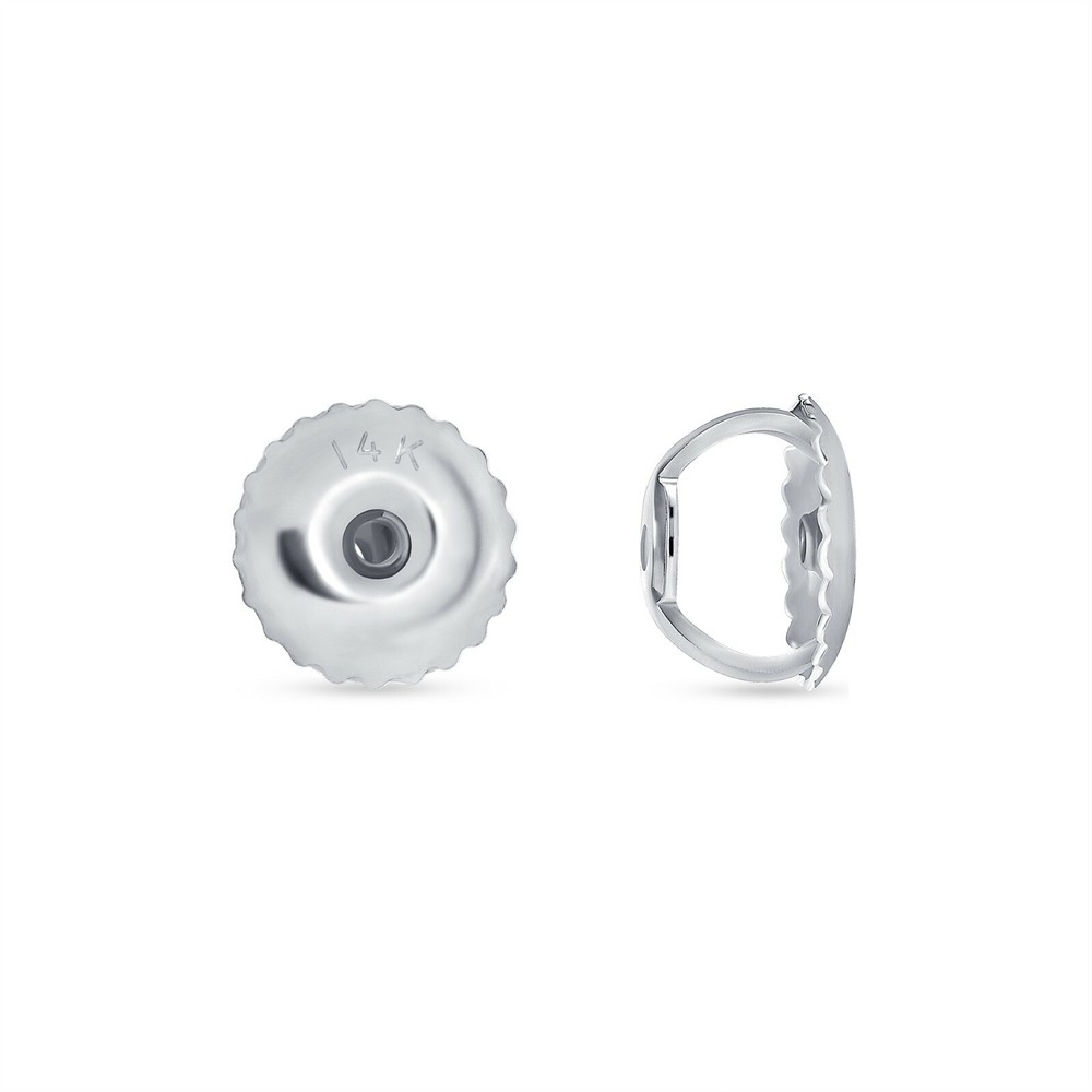14K White Gold Stud Earring Finding Mounting Setting Princess Basket Screw Back