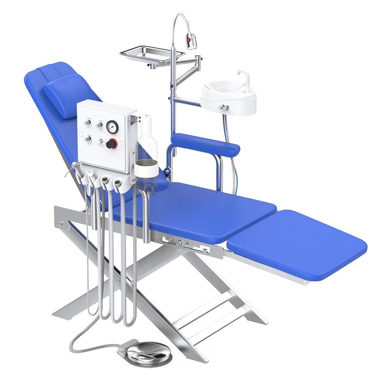 Dental Mobile Portable Chair LED Light Folding Chair +Air Turbine Unit Steel