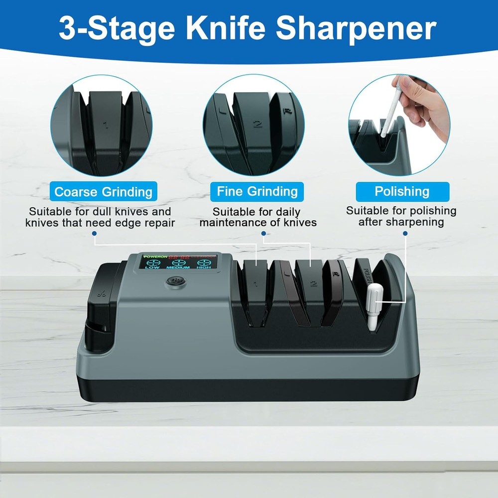 5-in-1 Electric Knife Sharpener-3 Rotational Speed Adjustable Knife Sharpener